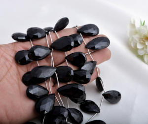 Oferta de liquidación de espinela negra natural facetada en forma de almendra, 5 hebras, natural, para la elaboración de joyería fina, piedra preciosa - Product Image 3