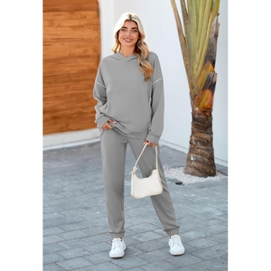 Conjunto Deportivo Oversize para Hombre, Transpirable, Informal, con Logotipo Personalizado, Sudadera y Pantalones Deportivos con Líneas en Contraste, Últimos Diseños 2026 - Product Image 5