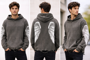 Sudadera con Capucha Extra Grande de Algodón para Hombre |   Logotipo de Lujo con Pedrería |   Ropa Urbana Estampada de Primavera OEM - Product Image 3