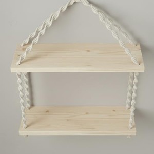 Étagère suspendue en macramé en bois d'acacia artisanal |   Jardinière murale bohème en gros - Product Image 6