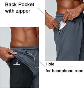 Men's Double-<b>Layer</b> Summer Fitness Shorts for Running Sports Plain Dyed Solid Pattern Training Gear - Product Image 6