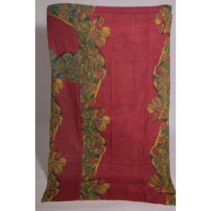 ผ้าห่มกันธาวินเทจ ทำมือ ลายดอกไม้ ผ้าฝ้ายอินเดีย สไตล์โบโฮ ผ้าคลุมเตียง ผ้าห่มตกแต่งบ้านแบบสองด้าน - Product Image 1