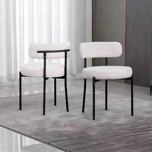 Hot-Sale Restaurant Room Kitchen Fabric Cover Foam Seat Dining Room Chair Black <b>Painting</b> Metal <b>Frame</b> Upholstered Dining Chair - Product Image 4