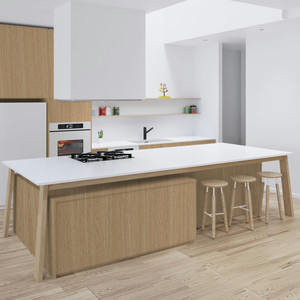 Juego de Muebles de Cocina Modernos Personalizados JY Project, Gabinetes de Cocina de Madera RTA con Isla, Gabinetes de Cocina Modulares de MDF y Contrachapado - Product Image 1