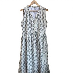 Hand <b>Block</b> Printed <b>Block</b> <b>Print</b> Dress Indian Tunics Hand Printed Cotton Long Gown Indian Cotton Dress Handmade Bulk Product - Product Image 1