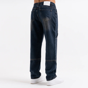 Vente en gros d'usine de nouveaux jeans européens et américains à taille élastique, jeans pour hommes à jambe droite avec poche latérale - Product Image 4