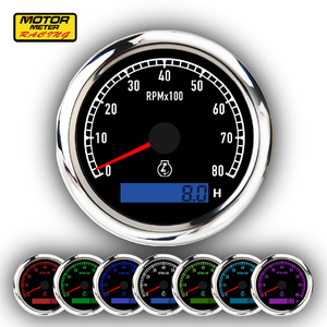 Nuevo Tacómetro de Carreras Motor Meter de 80mm, 8000 RPM, Horómetro LED de 7 Colores, Negro, 12V 24V, para Coche y Marino, Garantía de 12 Meses - Product Image 1