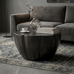 Mesa de Centro Redonda Moderna Negra, Muebles Decorativos para Sala de Estar - Product Image 3