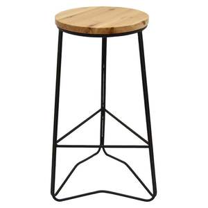 Minimalist Wooden Iron Stool Crafted With Sustainable Wood And Heavy Duty Iron Legs For Daily Use - Product Image 4