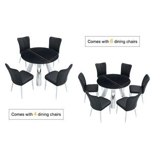 Tavolo da pranzo di lusso moderno da 42 pollici 4 sedie nere sinterizzato in pietra con Base in acciaio inossidabile lucidato a specchio serie - Product Image 4