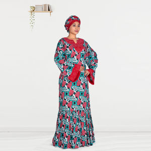 Robe Kaftan Imprimée en Rayonne pour Femmes Musulmanes avec Broderie Diamantée, Manches Longues, Tenue Islamique Modeste, Élégante Robe Maxi du Moyen-Orient - Product Image 4