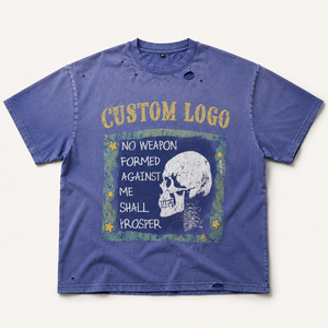 <b>Vintage</b> Distressed DTG <b>French</b> Terry T-Shirt 100% Cotton Washed Faded Streetwear Breathable Front Heavyweight Oversized Unisex - Product Image 1