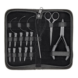Kit d'outils pour extensions de cheveux en acier inoxydable imperméable de qualité supérieure avec pinces et accessoires complets pour un coiffage professionnel - Product Image 1