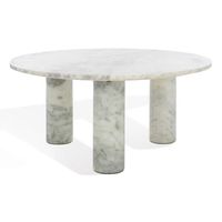 Table basse ronde moderne en marbre avec pieds sphériques, mobilier de salon, table basse ronde en onyx tendance, pierre naturelle de luxe