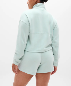 OEM 2 Piece Loungewear Regular Fit Half <b>Zip</b> Sweatshirt and Shorts Soft Fleece Tracksuit Activewear Streetwear Vintage Jogger Set - Product Image 6