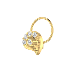AJRETAIL 14K <b>Gold</b> Floral & Paisley-Shaped Design 0.1ct Natural Diamond <b>Nose</b> Pin - Product Image 4