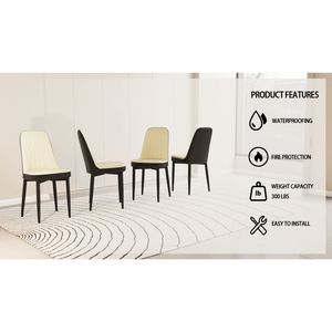 Set di 4 Sedie da Pranzo in Stile Moderno, Alta Qualità in Pelle PU e Tessuto con Cuscini Spessi e Morbidi, Gambe in Metallo Nero per Casa e Ufficio - Product Image 6