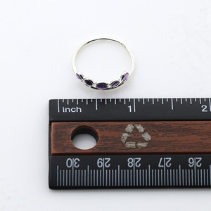 Bague Minimaliste en Argent Sterling 925 Faite à la Main avec Améthyste Multicolore en Forme de Couronne, Sertie en Bezel, pour Femme - Product Image 4