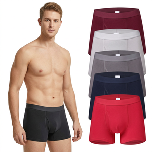Lot de 6 boxers pour hommes, couleur unie, taille mi-haute, en coton tricoté, respirant, séchage rapide, marque personnalisée, taille adulte standard - Product Image 3