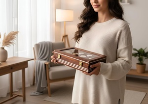 AHTE MANUEXPO UR-065 Luxury Wooden Watch Box & Jewelry <b>Display</b> <b>Case</b> with 12-Slot Organizer for Men Timepieces - Product Image 4
