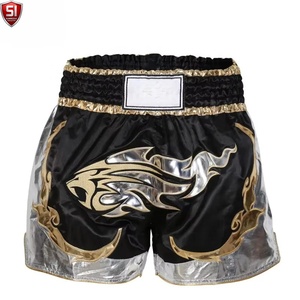 Pantalones Cortos de Entrenamiento de MMA para Hombre, Cintura Elástica con Cordón, Secado Rápido, Diseño Estampado, Poliéster/Algodón, para Grappling - Product Image 1