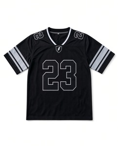 Maillot de football noir pour homme, manches courtes, col en V, numéro 23, design sportif, respirant, polyester, coupe classique - Product Image 1