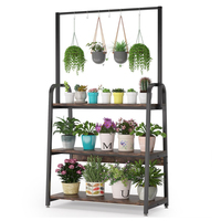 Support de plantes en métal chromé à 3 niveaux, barre suspendue robuste, support de pot de fleurs écologique pour intérieur, extérieur, balcon, jardin, haut