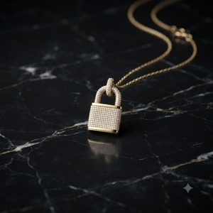 Trendy 925 Silver Gold plated Fine Charms Hip Hop Style Iced Custom Statement <b>Padlock</b> Pendants Lab Grown Diamond Unique Necklace - Product Image 3