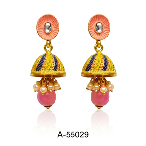 Pendientes chapados en oro con cristal e imitación de perlas estilo étnico para mujer, joyería de boda A-55029 - Product Image 4
