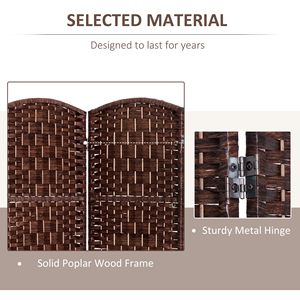 Divisorio per Stanza in Vimini Marrone a 4 Pannelli, Alto 1,8 m, Autoportante e Pieghevole, Schermo per la Privacy per Sala da Pranzo, Stile Funzionale e Robusto - Product Image 5
