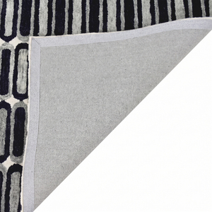Tapis en laine gris ardoise et bleu marine à carreaux, tissage plat, antidérapant, écologique, tufté à la main, motif tartan minimaliste pour salon et hôtel - Product Image 5