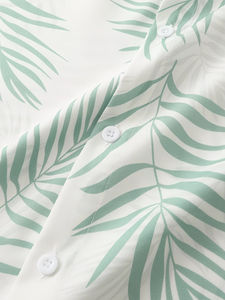 Men's Solid Button-Up Short Sleeve Shirt Shorts Set Swim Trunks Summer Outfit 100% Cotton Quick Dry 180g - Product Image 6