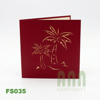 Tarjeta de Felicitación 3D Pop-up de Palmera, Hecha a Mano, Impresa Personalizada, de Alta Calidad, con Recorte de Papel, para Negocios, Agradecimiento, Regalo, Troquelada ANN