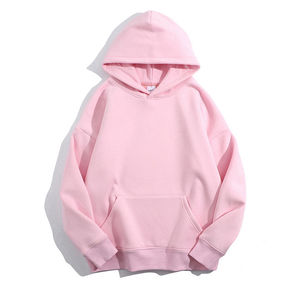 Oversized Hooded Sweatshirt Unisex Solid Color Cotton Fleece Casual Autumn Wear Pocket Design Regular Fit Knitted - Product Image 3