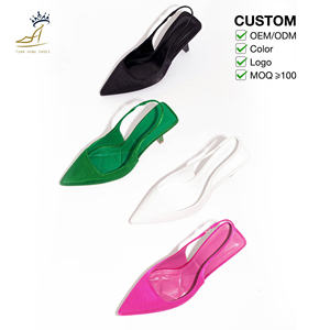 Chaussures pour femmes OEM/ODM en vrac, légères, respirantes, confortables, tendance, à bride arrière, talon aiguille 7 cm, en PU satiné, Vibram - Product Image 3