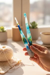 Stylish Handmade Resin Crochet <b>Hook</b> <b>Tools</b> Suitable For Wool Cotton Yarn Knitting With Durable Smooth Edges - Product Image 4