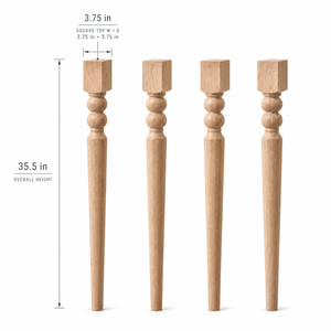 Pied de table en bois massif, pied de meuble en bois, dessus carré, design conique, style scandinave, pour table de salon, installation facile - Product Image 2