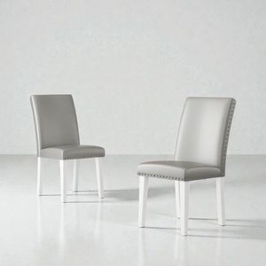 Ensemble de chaises de salle à manger rembourrées argent-blanc, 2 pièces, 25 po x 17,7 po x 37,8 po - Product Image 6