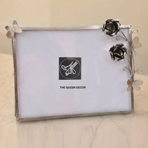 Contemporary Aluminum Metal Unique Shape Gold Plated <b>Resin</b> Gemstones Decorative Photo Frame <b>Table</b> <b>Top</b> Desk Organizer - Product Image 6