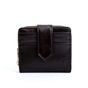 Petit portefeuille unisexe vintage avec fermeture éclair, doublure en satin, en cuir synthétique, compact, anti-RFID - Product Image 5