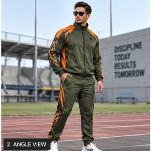 Chándal Deportivo para Hombre, Color Verde Oliva y Naranja, Camuflaje, Cierre Completo, Secado Rápido, Transpirable, Corte Regular, OEM - Product Image 2