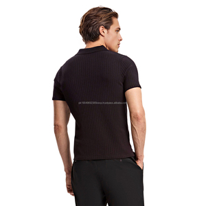 Camiseta Polo de Punto a Rayas con Etiqueta, Transpirable para Verano, Camisetas Polo con Logotipo Personalizado para Hombre - Product Image 2