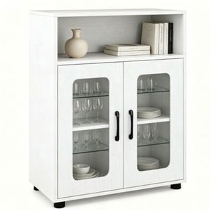 Mobile bagno alto classico bianco moderno in legno ingegnerizzato con scomparto aperto e anta magnetica - Product Image 3