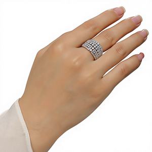 แหวนค็อกเทล AMBER JEWELS T-1121 หรูหราสำหรับทุกเพศ ทำจากทองคำแท้ 18K ชุบโรเดียม ประดับเพชรทรงบริลเลียนต์แบบฝังเพชรเต็มวง เหมาะสำหรับเป็นแหวนหมั้น - Product Image 1