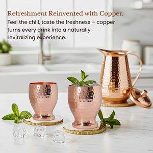 Pure Copper Cups Set of 2 10 OZ Handmade Hammered <b>Tumbler</b> for Drinking Mug Kitchen Accessories CampaSolace Design Ideal for Home - Product Image 3