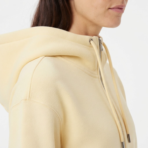 Ensemble de survêtement premium pour femme, jaune clair, avec sweat à capuche court à épaules tombantes et short en polaire, style décontracté pour l'automne - Product Image 5