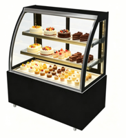 Vitrine réfrigérée commerciale incurvée en verre de 1,2 m pour pâtisseries, 3 niveaux, refroidissement par air, éclairage LED