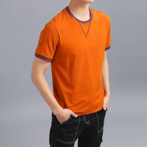 Camisetas de Manga Corta para Hombre de Algodón de Buena Calidad, Cuello Acanalado, Estilo Urbano, Cuello Redondo, Camiseta Informal Lisa, Marca Privada, Suministro OEM ODM - Product Image 2