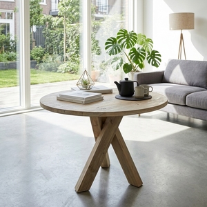 Modern Square Solid Wood Coffee <b>Table</b> Elegant Crossed X Base <b>Wooden</b> Accent <b>Table</b> For <b>Rustic</b> Living Room Setup Art Design Set Art - Product Image 3