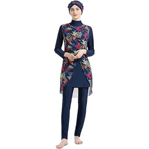 Ropa Deportiva Transpirable y Modesta para Yoga, Ropa Deportiva para Mujer, Poliéster, Manga Larga, Ropa Deportiva para Gimnasio, Conjunto de Burkini Islámico con Estampado Frontal - Product Image 1